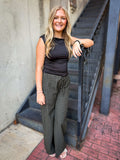 Dark Olive Plaid Tie Pants